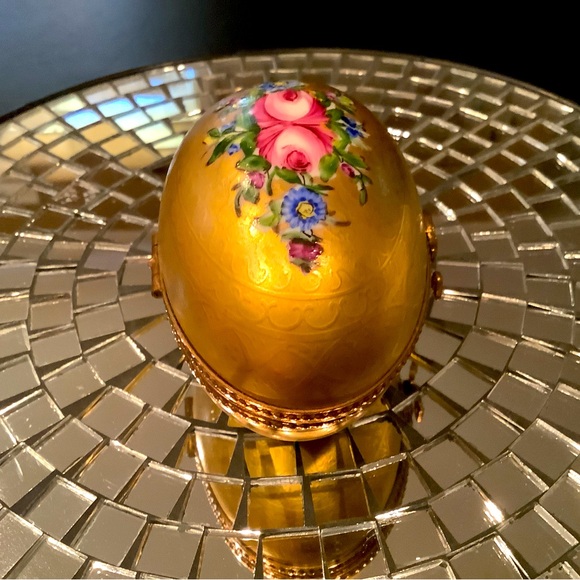 🔻Limoges 24K Gold Encrusted Classic Floral Egg Trinket Box (Retired) Mint Cond - Picture 10 of 11